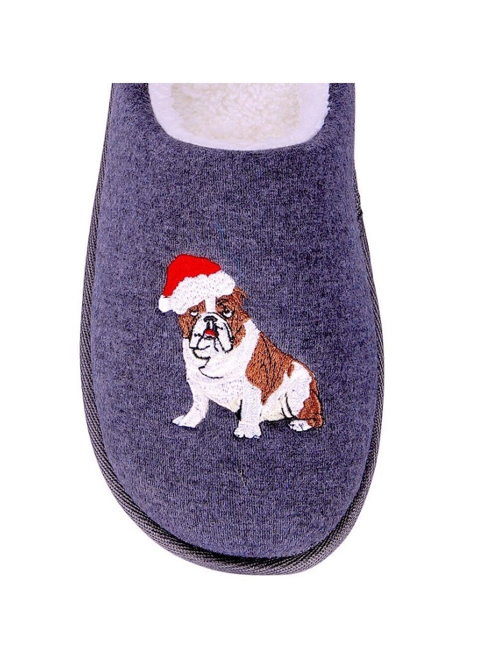 English Bulldog Slippers Embroidered Measures 7.5” Length Size 6 7 8 Women’s